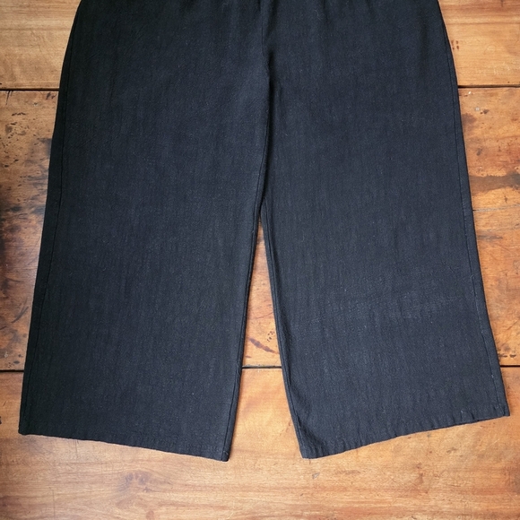 Wide Leg, Linen Blend Capri Pants – Size XL – Black - Picture 4 of 5